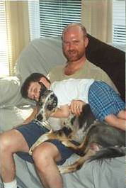Blue loves to let Josh wool him around