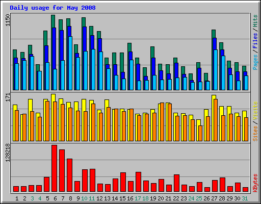 Daily usage for May 2008