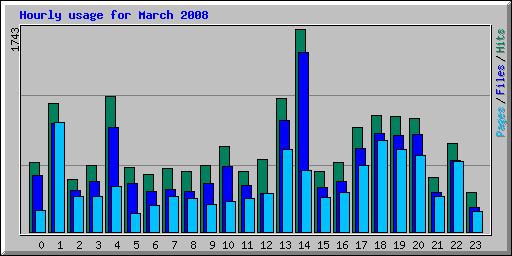 Hourly usage for March 2008