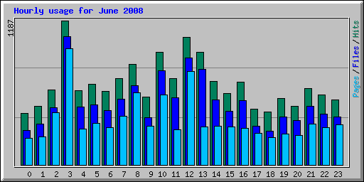 Hourly usage for June 2008